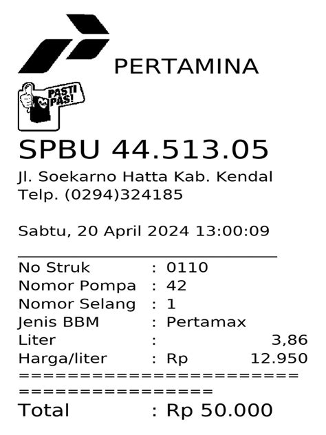 Nota pertamini.  Licensed under the MIT License.  Nota Bensin SPBU Pertamina Aloha Dokumen...