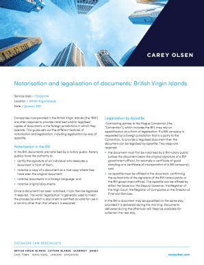 Notarisation and legalisation of documents: British Virgin …