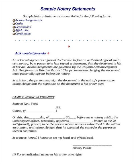 Notarized Sworn Statement Sample PDF Template