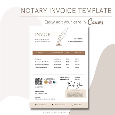 Notary Signing Agent Invoice Template Cards Design Templates