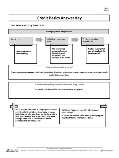 Note Basics Taking Guide Credit Answers