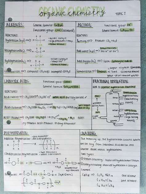 Note Taking Answers Organic Compounds
