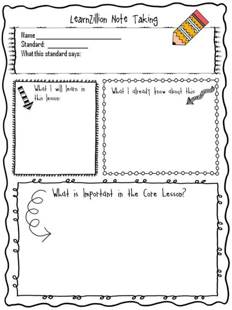 Note Taking Template 3rd Grade PDF Template