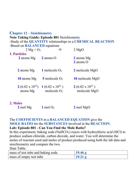 Note taking guide episode 801 stoichiometry. - Ast surgical technologist certifying exam study guide.