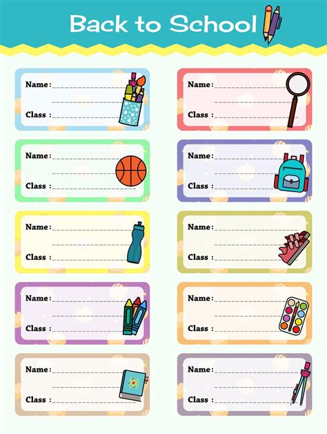 Notebook Labels Vector Template Design. School Book Labels Template