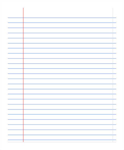 Notebook Paper Template Printable