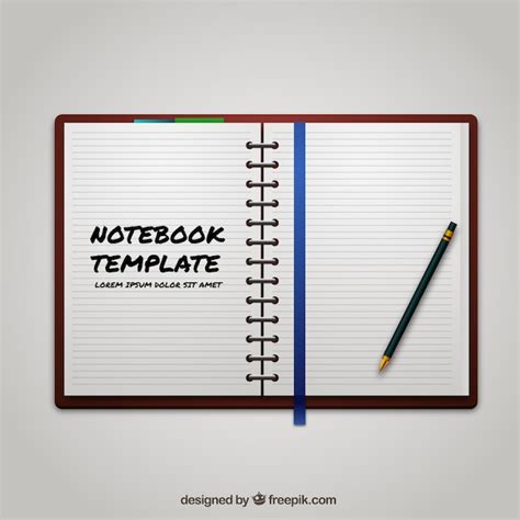 Notebook template Vector Free Download