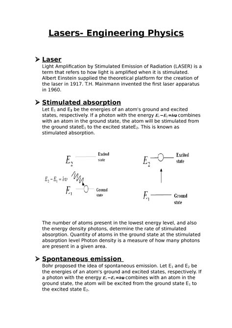 Notes Engineering For Physics Lasers