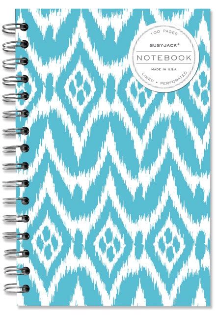 Notes Stuff Robins Egg Blue Lined Notebook In Ikat Pattern