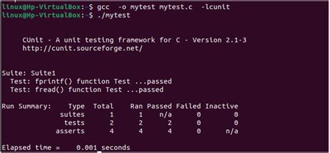 Notes and samples for CUnit test framework for C