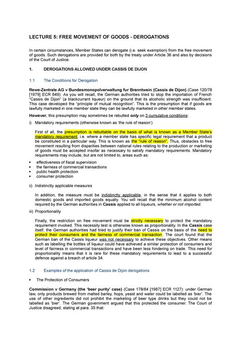 Notes on FMOG Derogations - LECTURE 5: FREE MOVEMENT OF …