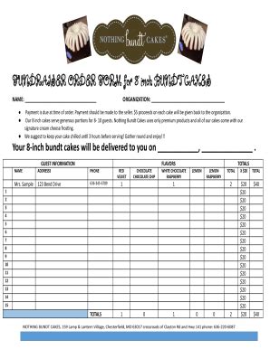 Nothing bundt cakes fundraiser order form: Fill out & sign …