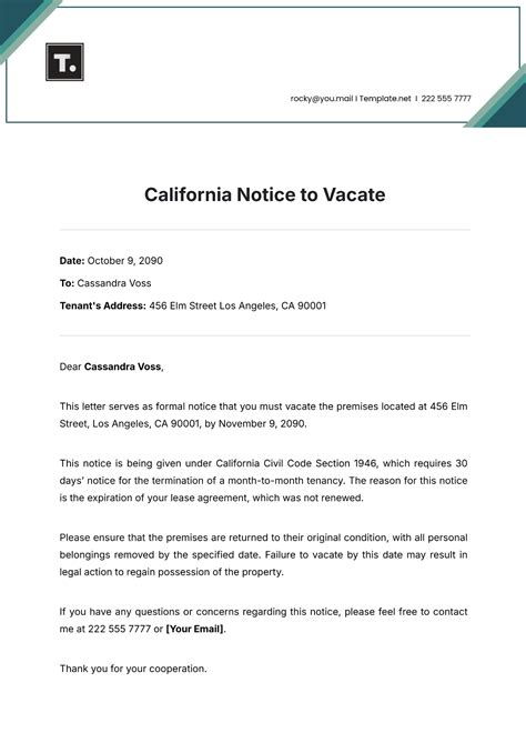 Notice Of Intent To Vacate Form California Form Resume Examples 