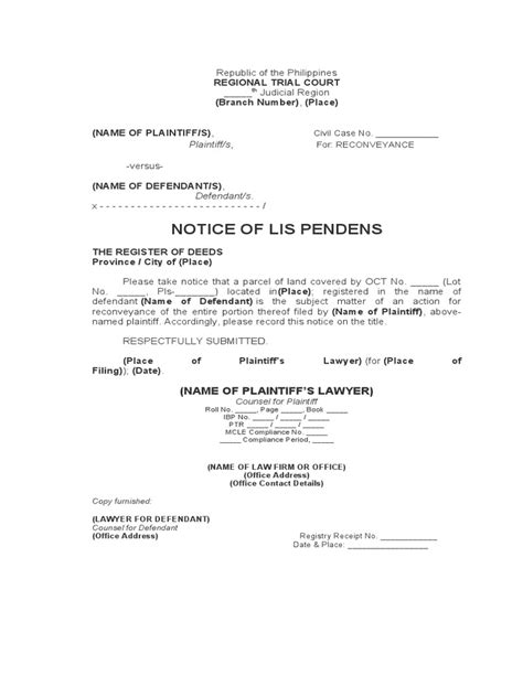 Notice Of Lis Pendens Pdf Fpdf Doc Docx Georgia - Forms …