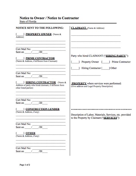 Notice to Owner Free Forms and FAQs