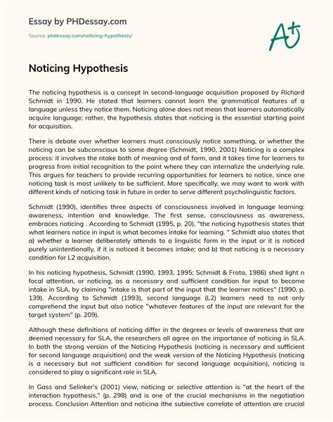 Noticing Hypothesis - 519 Words Studymode