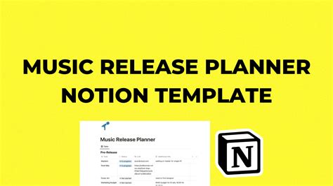 Notion template title.  About this template Music Release Planner (Release + Promotion) Plan, sc...