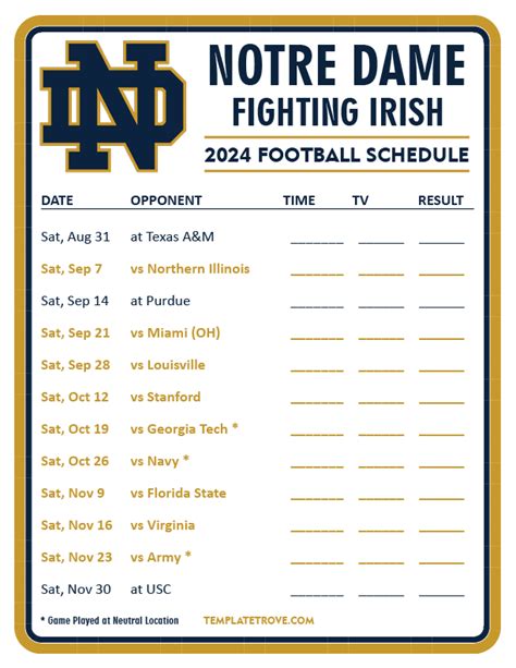 Notre Dame Fighting Irish Tickets, 2024 Game Schedule