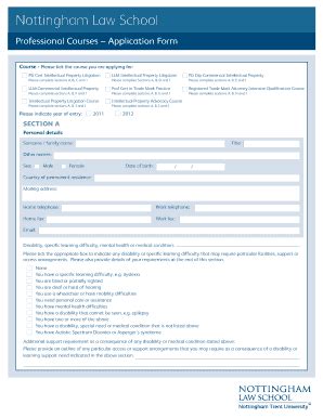 Nottingham Trent University Application Form 2024