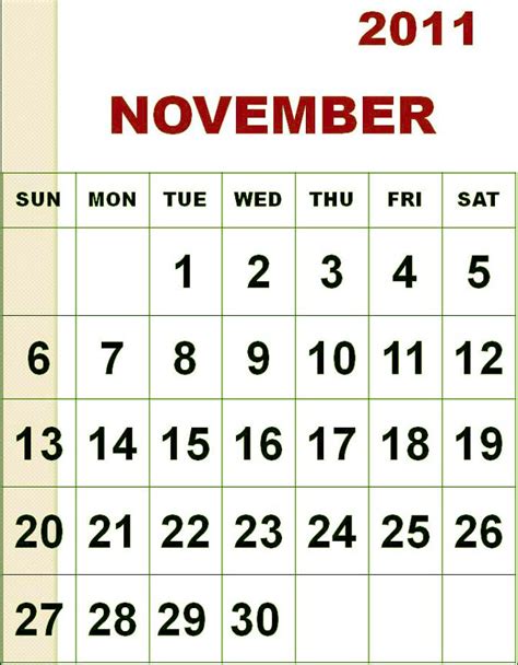 Nov 2011 Calendar