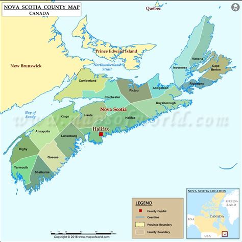 Nova Scotia Canada Map Map of Counties in Nova …