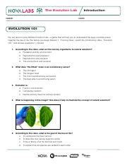 Nova labs the evolution lab evolution 101 answer key.  A friend of mine...