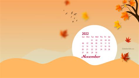 November 2022 Calendar Desktop Wallpaper