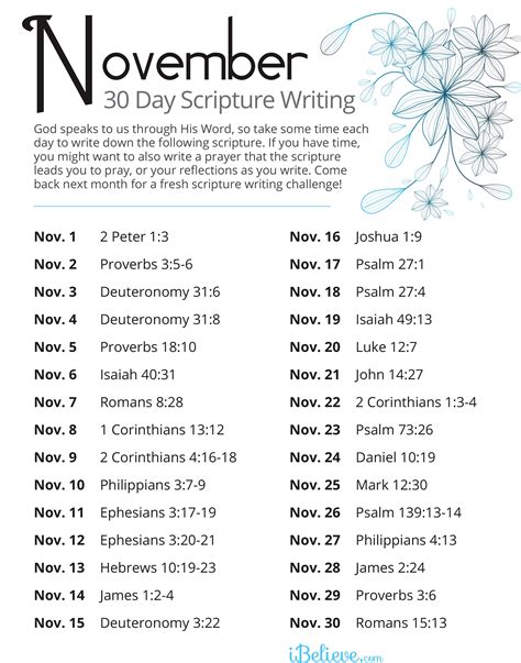 November Scripture Writing
