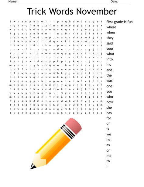 November Word Search WordMint