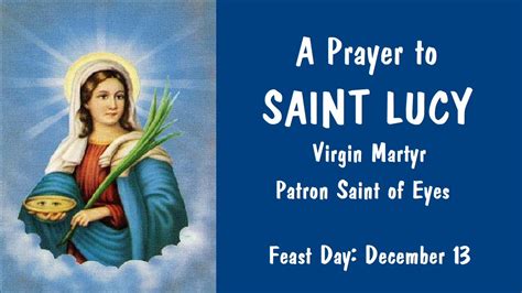 #StLucy #StLucyOfSyracuse #PatronOfTheBlindFEAST DAY: December 139TH DAY NOVENA: December 12PATRON SAINT OF: the blind; martyrs; epidemics; salesmen; throat .... 