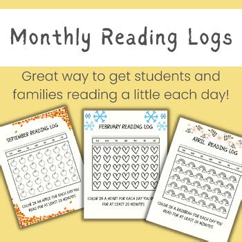 Now on TPT Monthly Reading Logs The Learning Effect