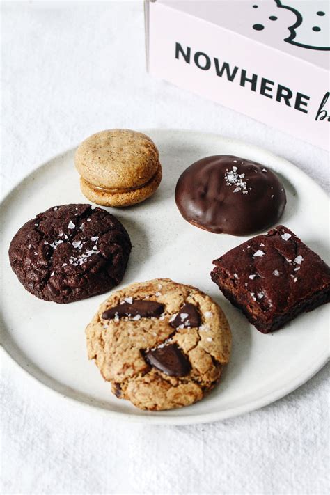 Nowhere bakery. Nowhere Bakery now sells several different kinds of treats. Its chocolate chip cookies -- the company's best-selling item -- won a 2022 Shelfie Award. The cookie's ingredients include almond ... 