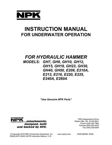 Npk hammer e 210 service manual. - Boeing 737 200 flight crew operations manual.
