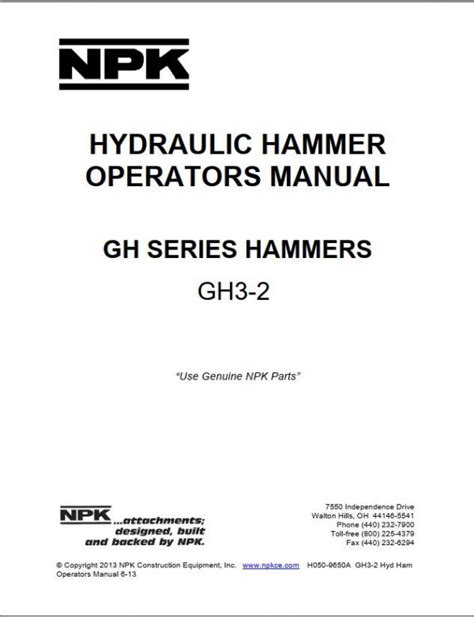 Npk hydraulic hammer service manual h series. - New holland kobelco 4hk1 6hk1 isuzu engine workshop manual.