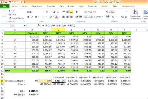 Npv Irr Excel Template DocTemplates