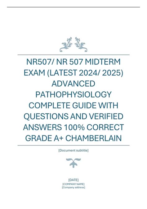 Nr 507 advanced pathophysiology midterm exam.  Complete NR 507 Advanced Pathophysiology midte...