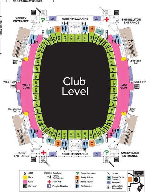 See Full Size Suite Map. Suite Levels at NRG Stadium . ... In-suite catering is available to purchase for all luxury suites at NRG Stadium. Suite level catering is provided by Aramark Foodservices. ... Suite ticket holders at NRG stadium have full access to the Verizon Wireless East and West Club. These 23,000 sq. ft. clubs offer a climate .... 
