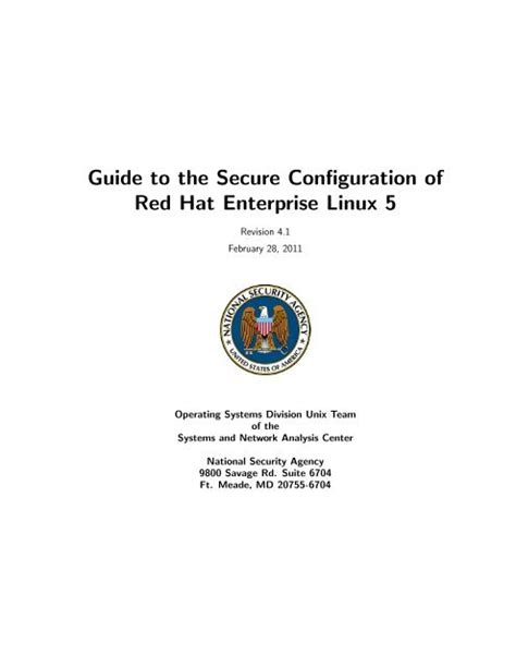 Nsa guide to the secure configuration of red hat enterprise linux 5. - Manuale del marinaio magnum efi 150.