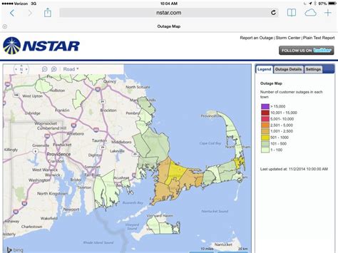 Power Outage in Sandwich, Massachusetts (MA). Outage Reports by Zip Codes. Most Recent Report Date: Sep 27, 2023. ... NSTAR Electric. Report an Outage (800) 592-2000 Report Online. View Outage Map. Outage Map. Massachusetts Electric. Report an Outage (800) 465-1212 Report Online.. 