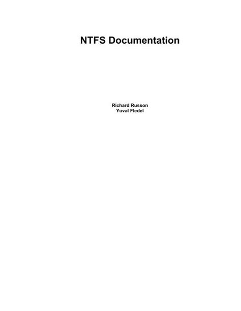 Ntfs pdf. This is technical documentation, created to help the programmer.  It...
