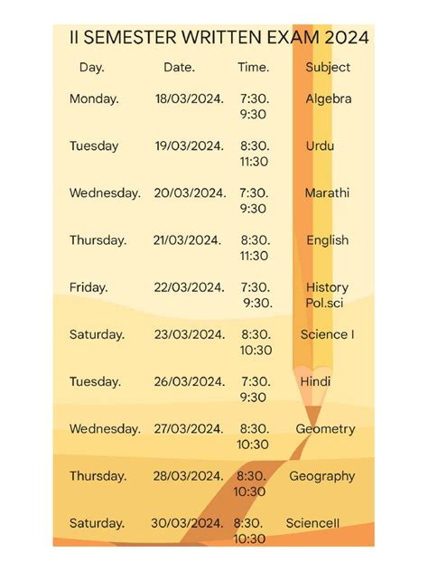 Nti Second Semester Exam Time Table