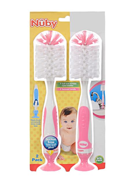 Nuby Baby 2-Pack 2-In-1 Bottle Brushes With Suction Base