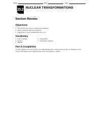 Nuclear Transformations Section Review Answers