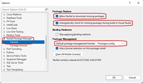 Nuget package restore console.  Any NU1102 (unable to find package) errors indicate packages th...