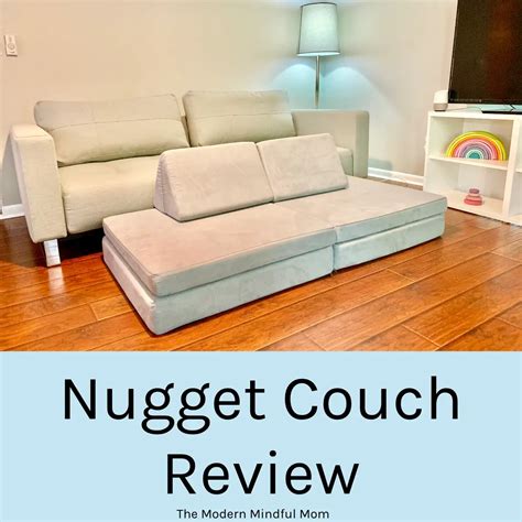 Nugget sofa. The Nugget couch is made up of four pieces. It has two supportive pillows shaped like large triangles, one thinner soft seat cushion, and a thicker … 