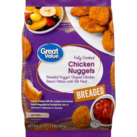 One 32 oz package of Chicken Nuggets; Fully cooked chicken nuggets breaded and seasoned to perfection; Made with boneless chicken breast …