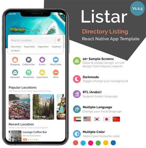 Nulled Listar mobile React Native directory listing app template free