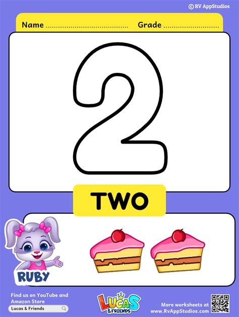 Number 2 Coloring sheet Color 2 Number Printable Worksheet