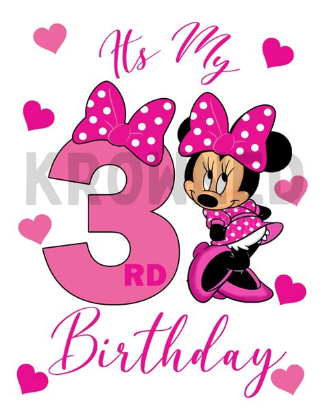 Number 3- Happy 3rd Birthday Minnie Bow Candle