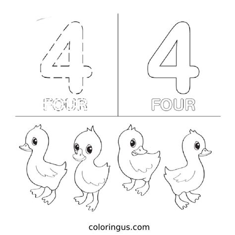 Number 4 Coloring Shee
